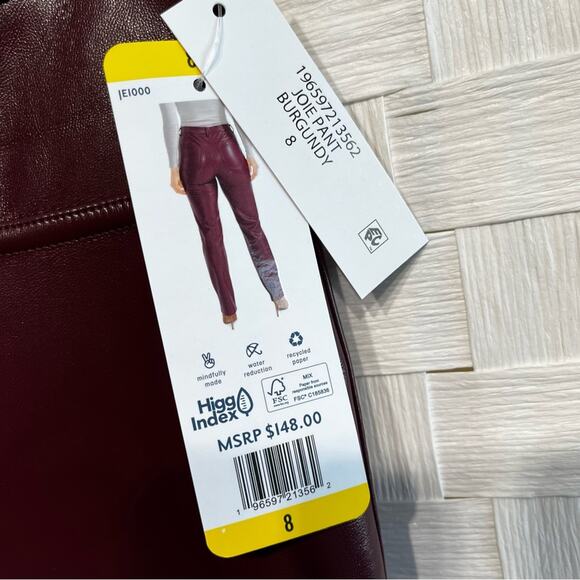 Joie Women’s Vegan Leather Straight Leg Pants Size 8 Maroon Red 90s Y2K - Picture 6 of 13